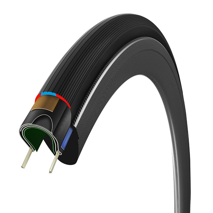 Vittoria Corsa N.EXT G2.0 folding clincher road tire in black, shown mounted on a bicycle wheel.