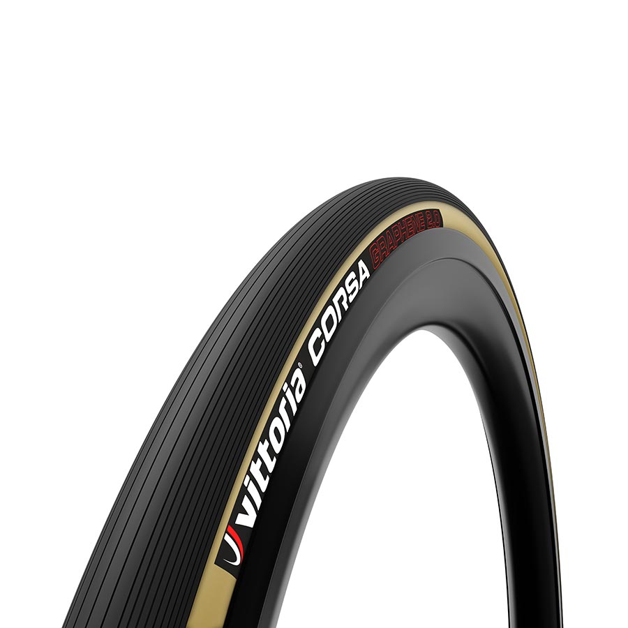 Vittoria Corsa Pro G2.0 beige folding tubeless-ready road tire with a smooth tread for high-performance cycling.