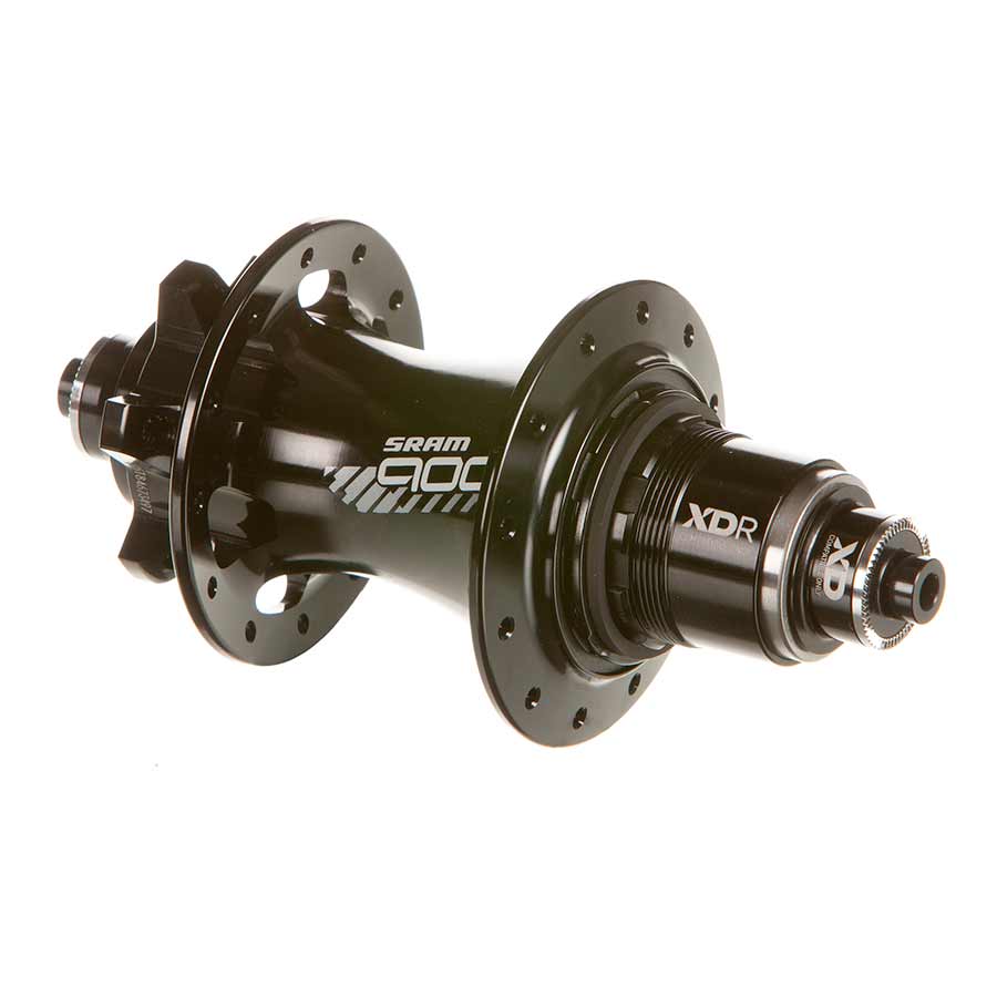 Black SRAM 900 Disc Hub for bicycles, showcasing the sleek hub with disc brake compatibility.
