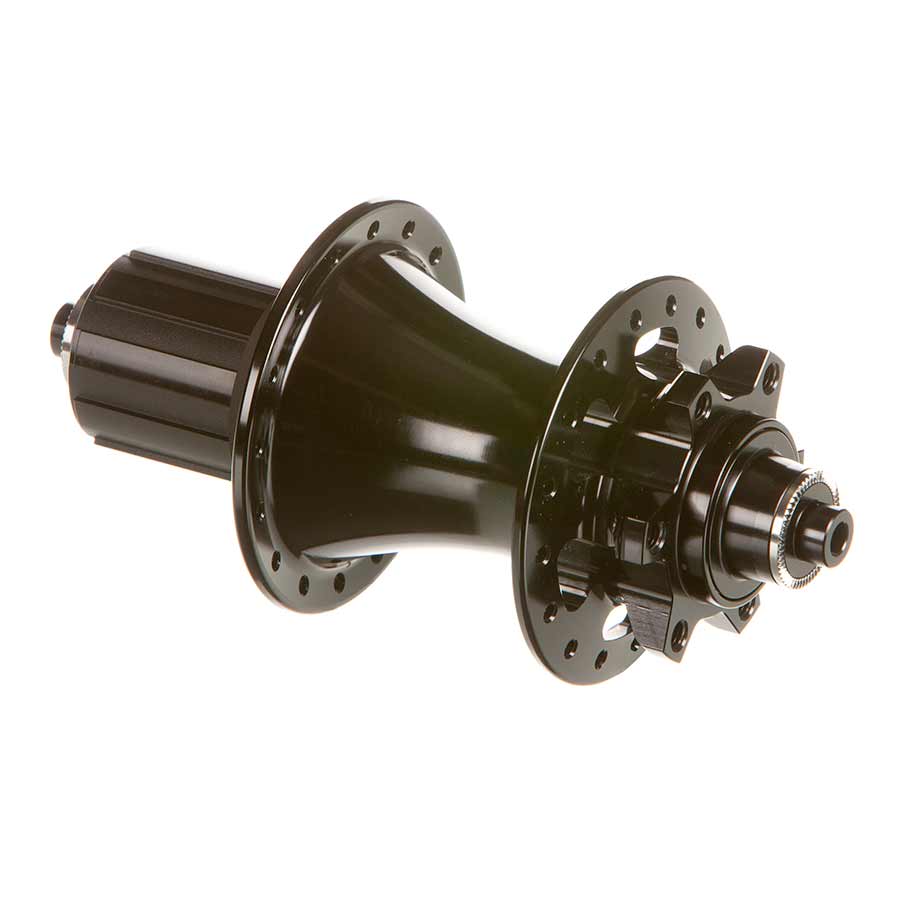 SRAM 900 Disc Hub in black showing close-up of hub body and flanges for bicycle wheel assembly.