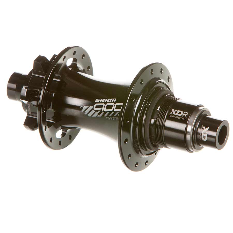 SRAM 900 Disc Hub in black, featuring durable alloy construction and precise disc brake compatibility for mountain or road bikes.