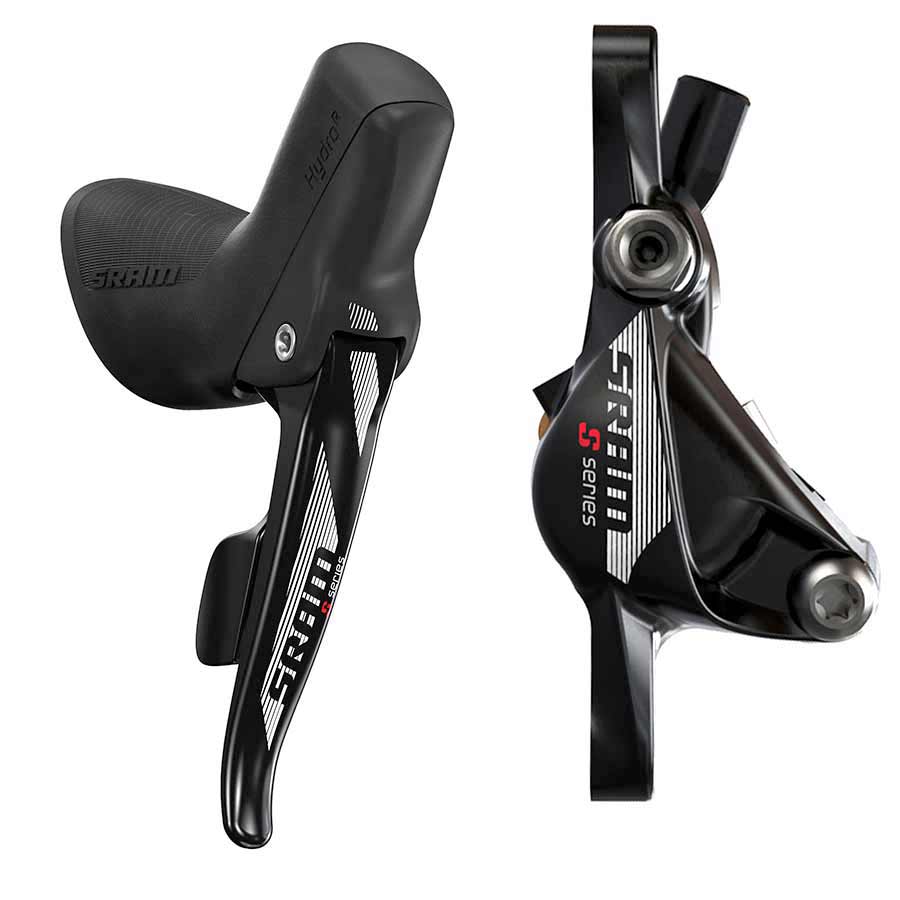 SRAM 700 Road disc brake with integrated shift/brake lever combo for front 2-speed cycling, showing disc rotor and lever assembly.