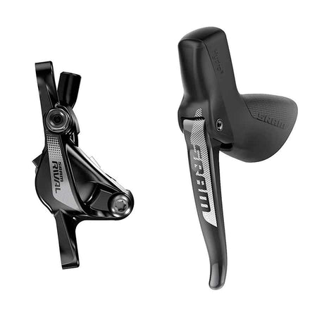 SRAM Rival1 HRD disc brake in black with sleek design, showcasing the high-performance brake caliper and rotor.