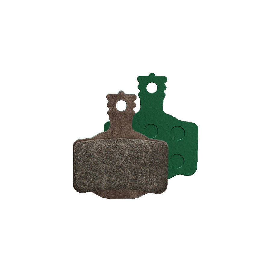 Magura MDP 7 Green brake pads showing the green friction material and metal backing plate for bicycle braking system