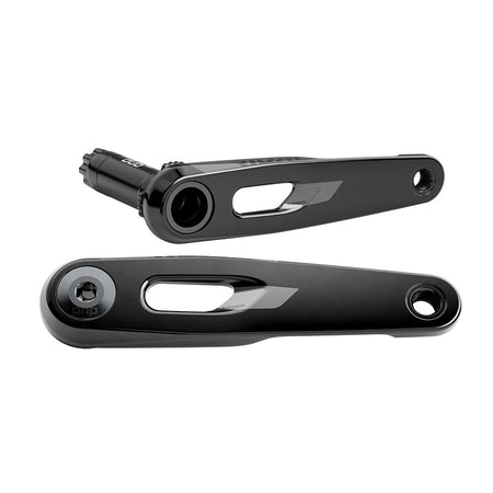 SRAM Rival E1 crank arm assembly in black, part of SRAM's cranksets, featuring a close-up view of the crank arm design.