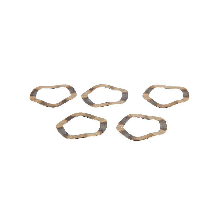 Set of five SRAM GXP to PF wave washer bottom bracket parts, showing detailed metal washers with textured surfaces.