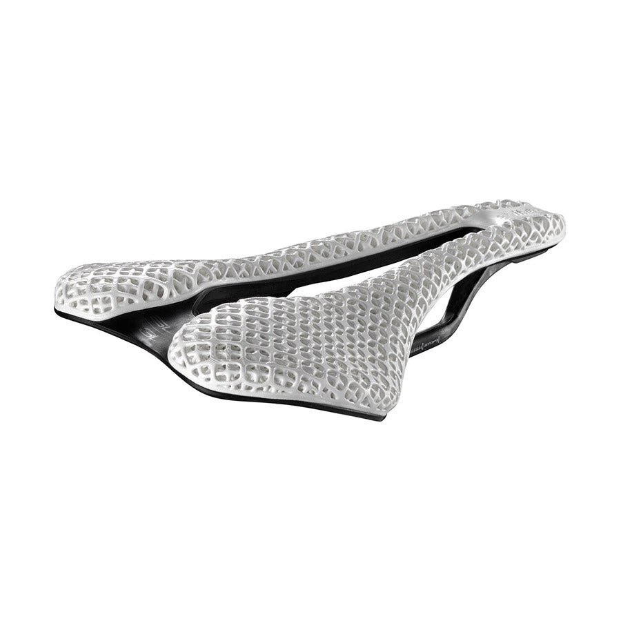 White Selle Italia SLR 3D Boost Superflow saddle for bikes, featuring ergonomic design and high-performance cushioning.