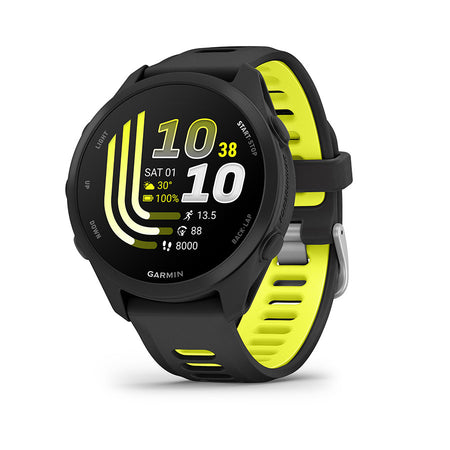 Garmin, Forerunner 170 Music, Watch, Watch Color: Black, Wristband: Black/Amp Yellow - Silicone