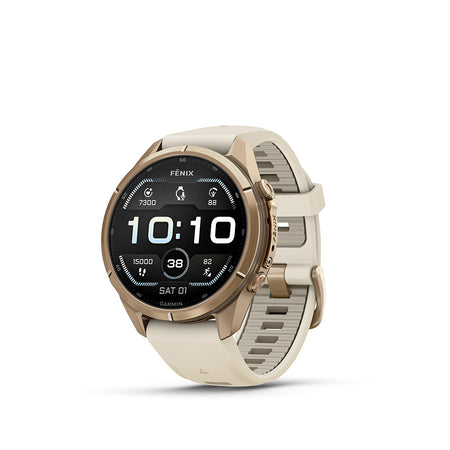 Garmin Fenix 9 Pro 43mm cycling computer display showing GPS navigation and activity tracking features.