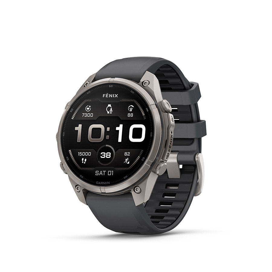 Garmin Fenix 9 Pro 47mm cycling computer display showing GPS data and activity tracking features.