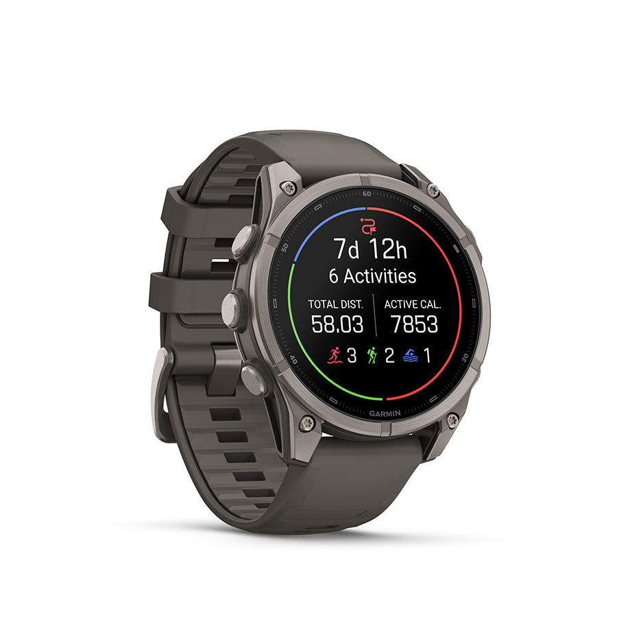 Garmin Fenix 9 47mm cycling computer display showing GPS navigation and activity tracking features.