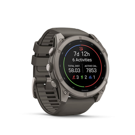 Garmin Fenix 9 51mm cycling computer with digital display and GPS tracking, designed for outdoor cycling activities.
