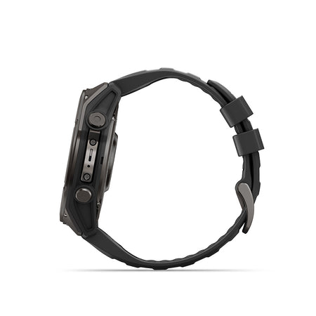 Garmin Fenix 9 51mm cycling computer with GPS and outdoor features, displayed on a cycling handlebar.