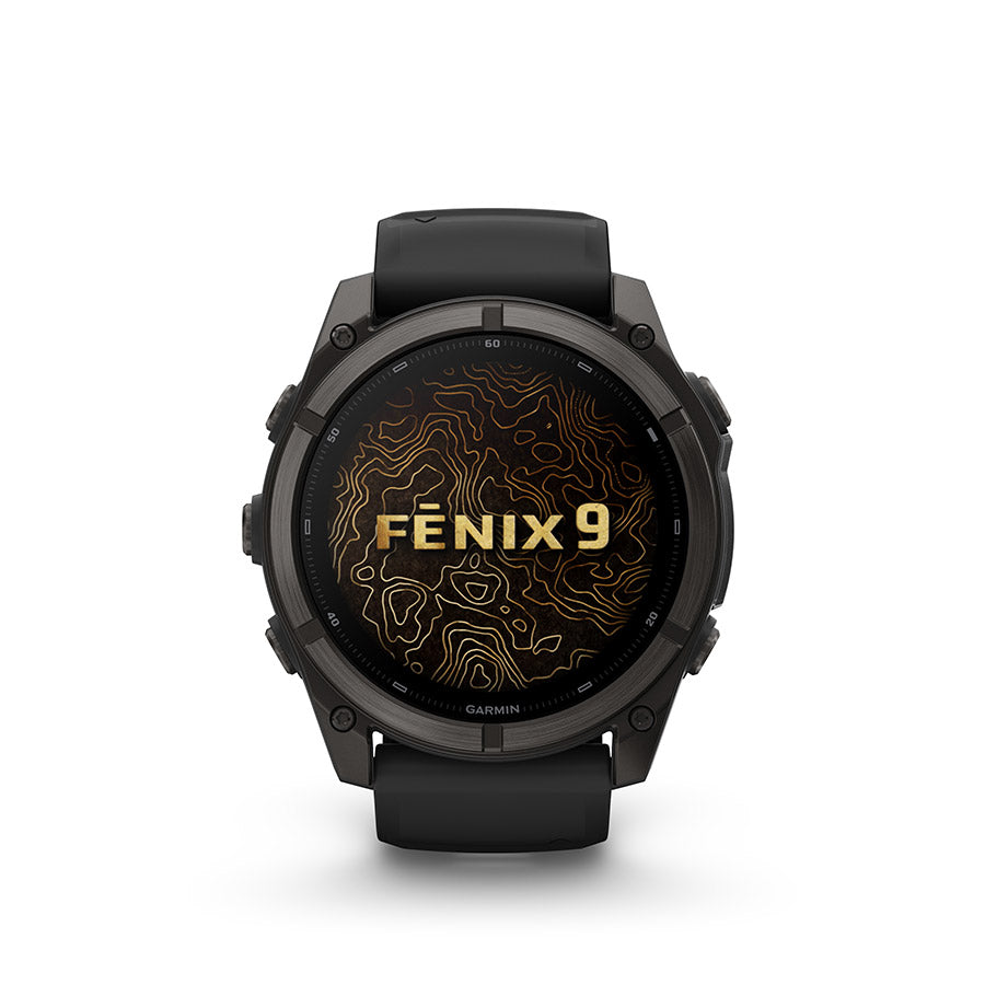 Garmin Fenix 9 51mm cycling computer with rugged design and large display, ideal for outdoor biking and fitness tracking.