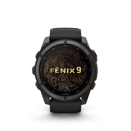 Garmin Fenix 9 51mm cycling computer with rugged design and large display, ideal for outdoor biking and fitness tracking.