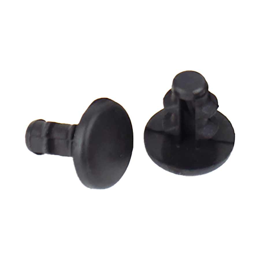 SRAM frame plugs for bike frame protection, black plastic frame parts with snug fit design.