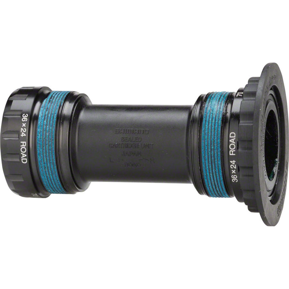 Shimano Dura-Ace BB92 BB9000 Hollowtech II bottom bracket showing metal bearings and black anodized exterior.