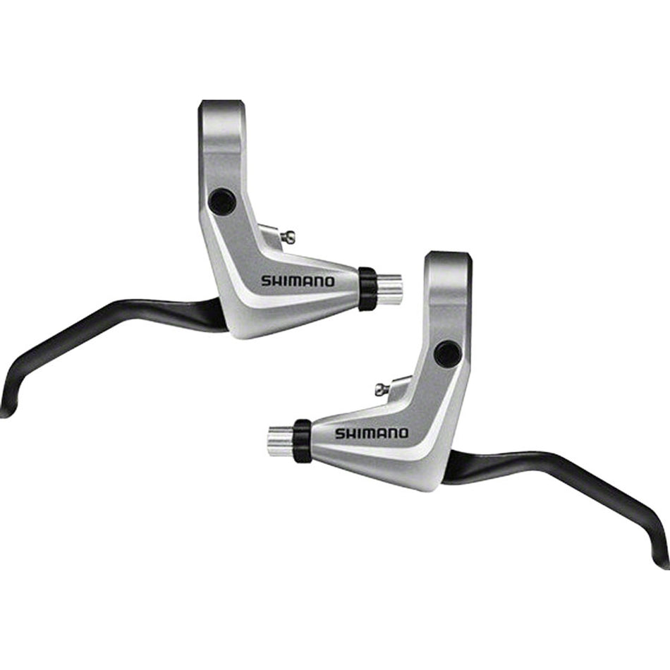 Shimano Alivio BL-T4000 V-brake lever set for mountain bikes, showing black brake levers with ergonomic design and mounting hardware.