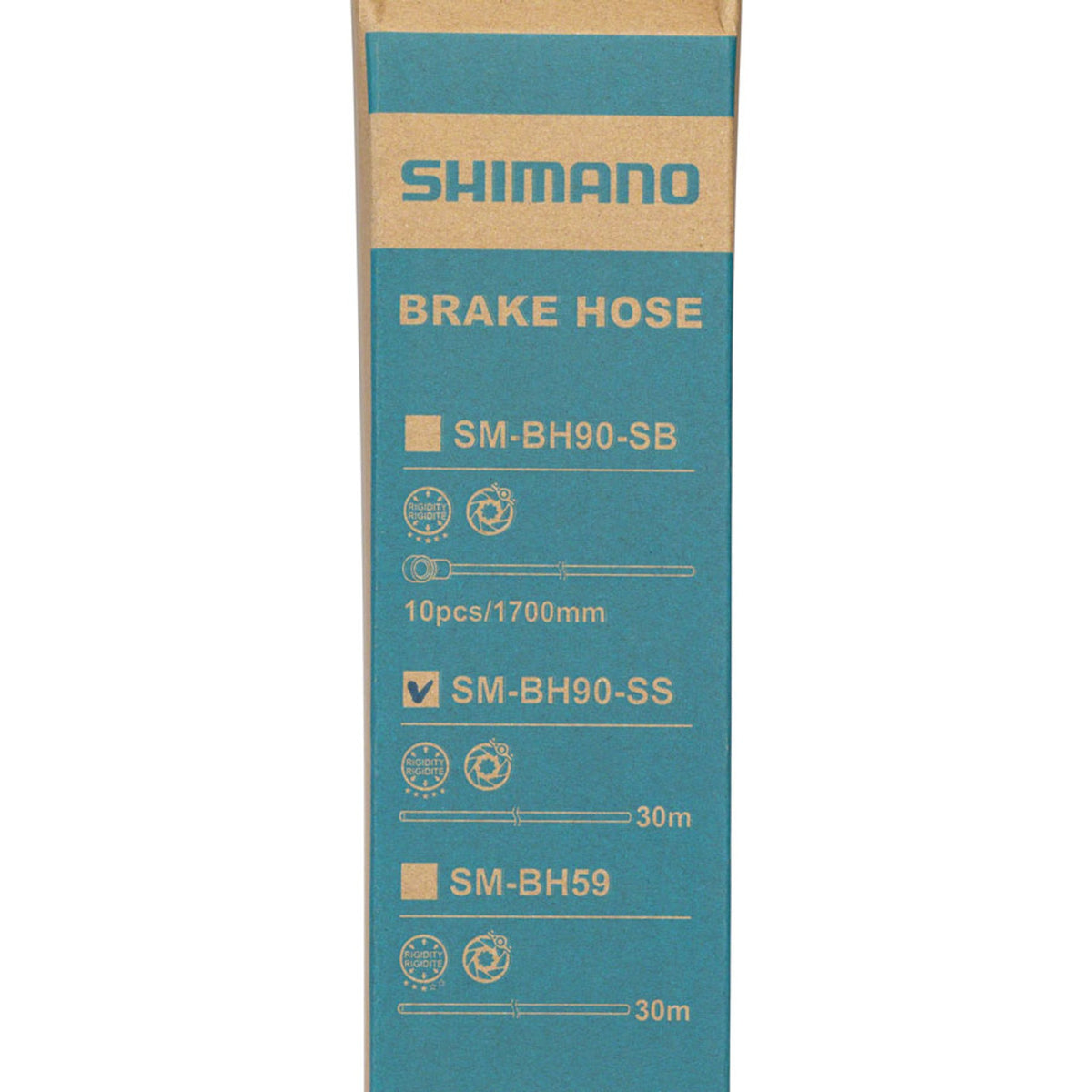 Shimano SM-BH90 disc brake hose and kit showing flexible black brake cables and connectors for bike disc brake system.