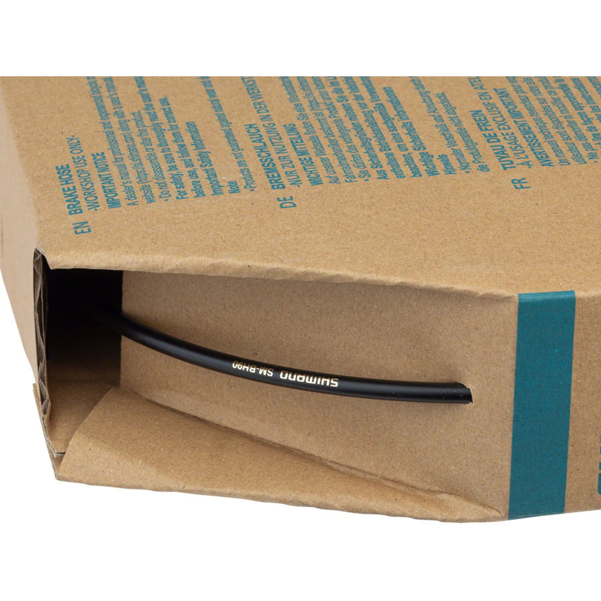 Shimano SM-BH90 disc brake hose and hose kit for bike brake cables, showing the flexible black brake hose and fittings.