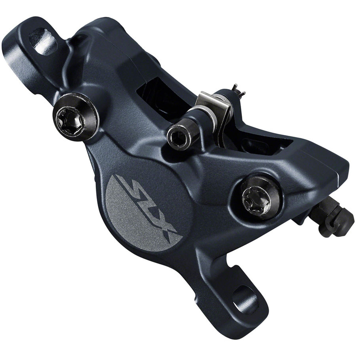 Shimano SLX M7100 disc brake with caliper and rotor for mountain bike, showcasing high-performance disc braking system.