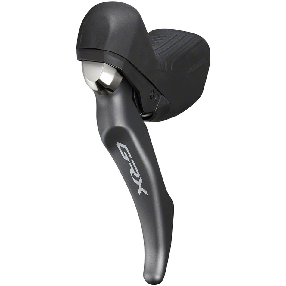 Shimano GRX RX810 disc brake with black caliper and rotor, mounted on a bicycle wheel for gravel or road cycling.