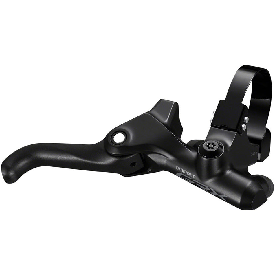 Shimano GRX BL-RX812 hydraulic brake lever for bicycle, close-up of black lever with branding and textured grip area.