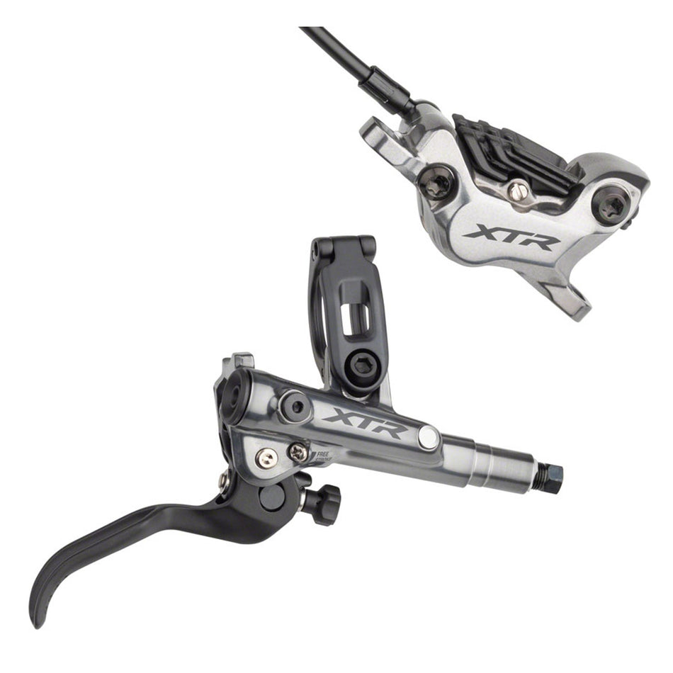 Shimano XTR M9120 disc brake with black caliper and rotor for mountain bikes, mounted on a bike wheel.