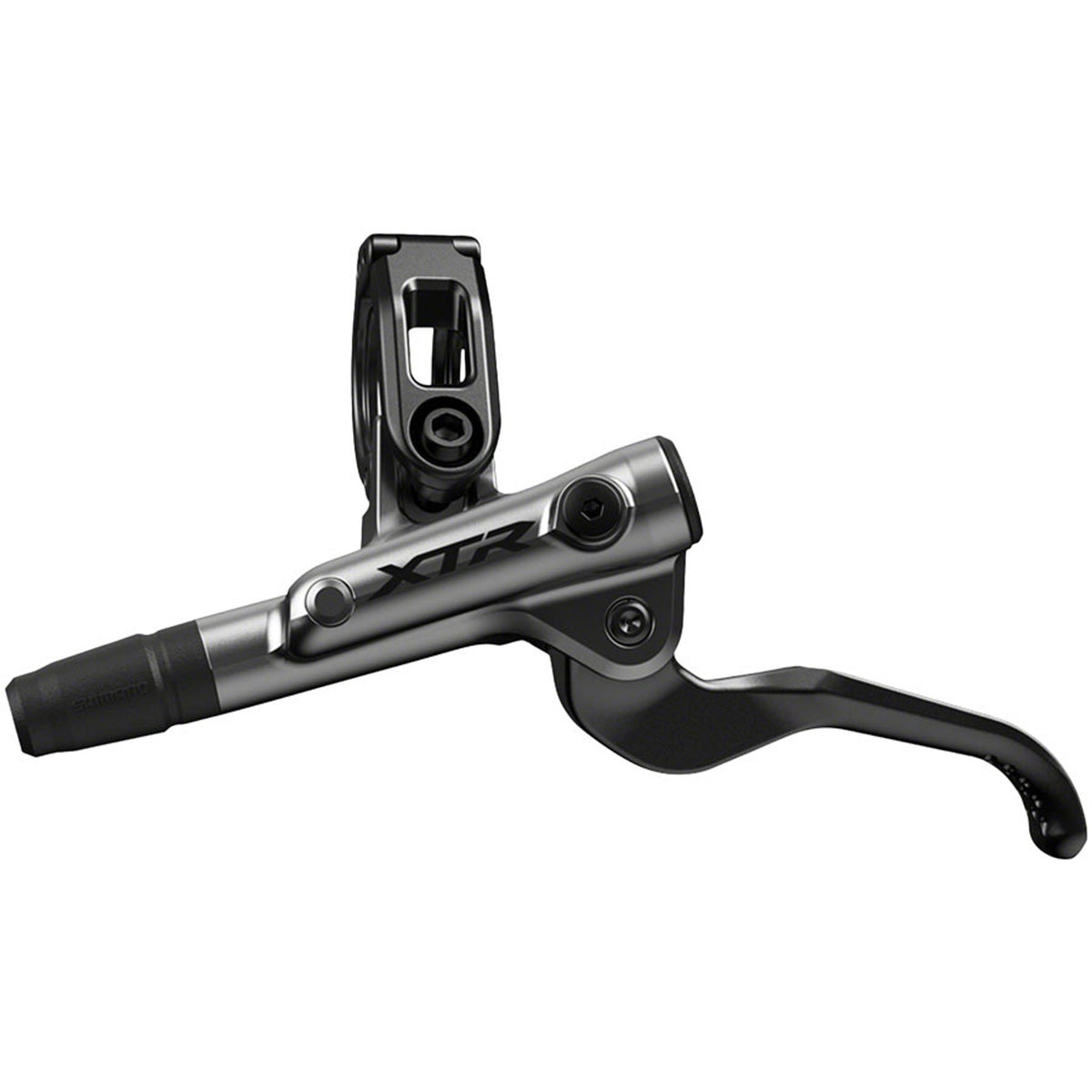 Shimano XTR BR-M9100 hydraulic disc brake lever for mountain bikes, showing the sleek black lever with hydraulic hose attachment.