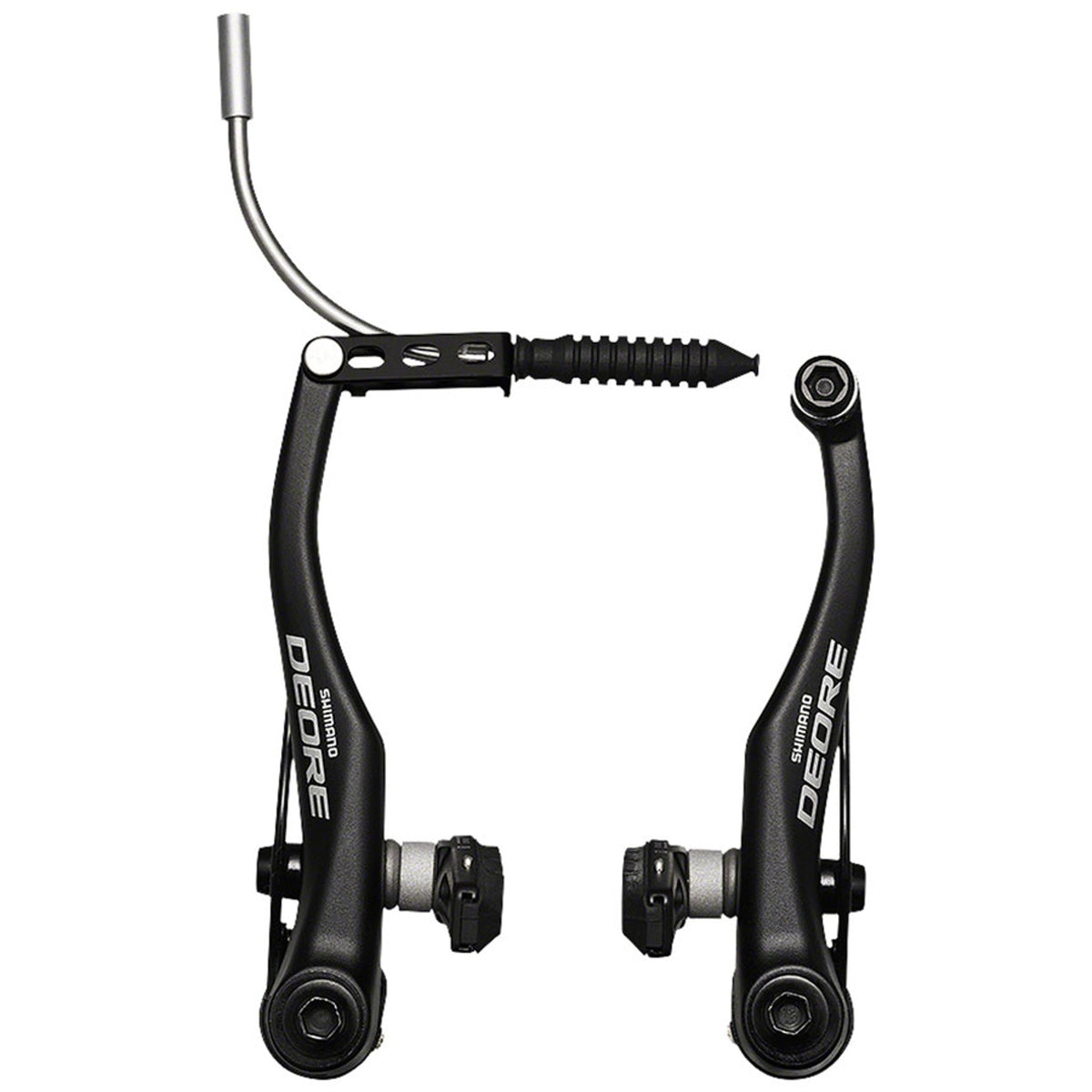 Shimano Deore BR-T610 rim brake with linear pull design for bicycles, shown in the image with brake arms and cable mechanism.