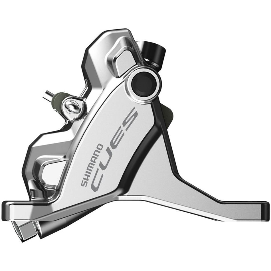Shimano CUES BR-U6030 disc brake caliper for bicycles, shown in a close-up image highlighting its design and mounting features.