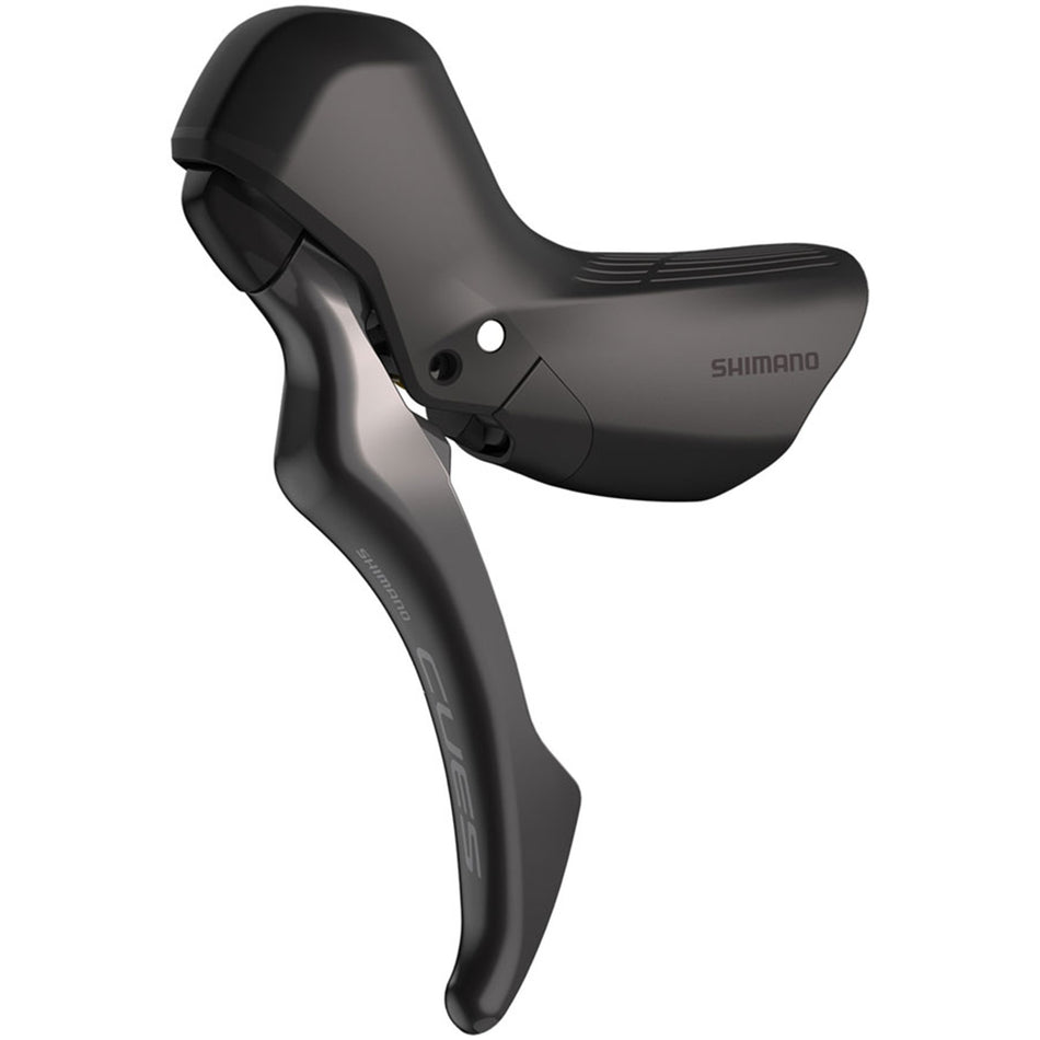 Shimano CUES BL-U6030 left brake lever for bicycle, close-up view showing ergonomic design and attachment point.