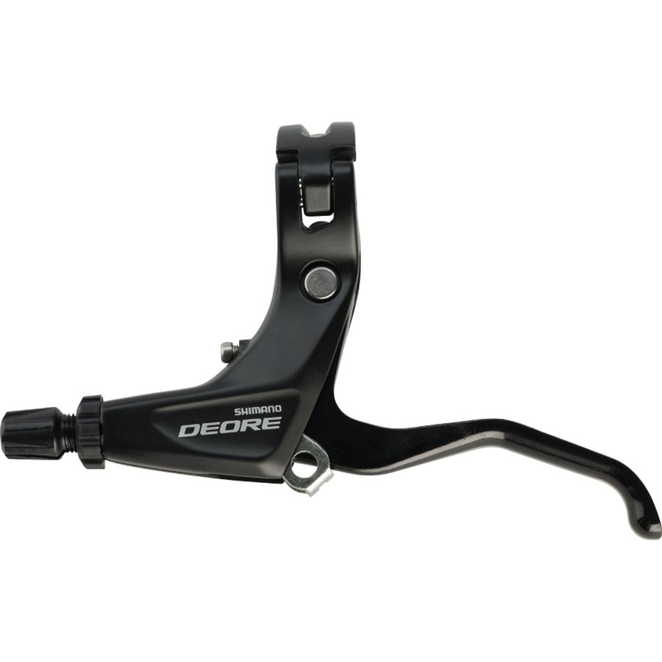 Shimano Deore BL-T610 V-brake lever for mountain bikes, showing ergonomic handle and brake cable attachment.