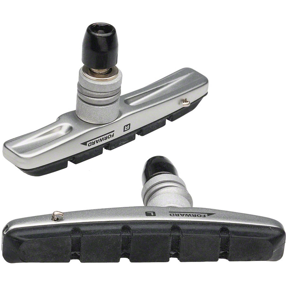 Shimano mountain bike brake shoe set with brake pads, featuring durable rubber and metal components for reliable stopping power.