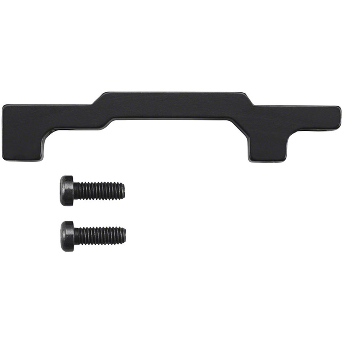 Shimano disc brake adapter for bicycle brake system, part BR1704-01, mounted on a bike wheel with brake caliper.