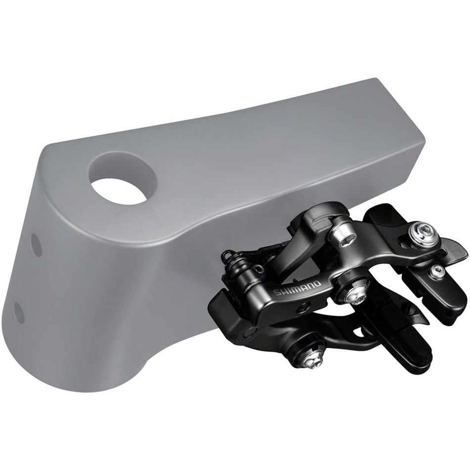 Shimano Ultegra BR-RS811-R road caliper rim brake mounted on a bike, showcasing sleek design and braking components.