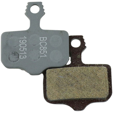 SRAM Level and Elixir disc brake pads for Level and 2-piece road bike brakes, showing the brake pad components and branding.