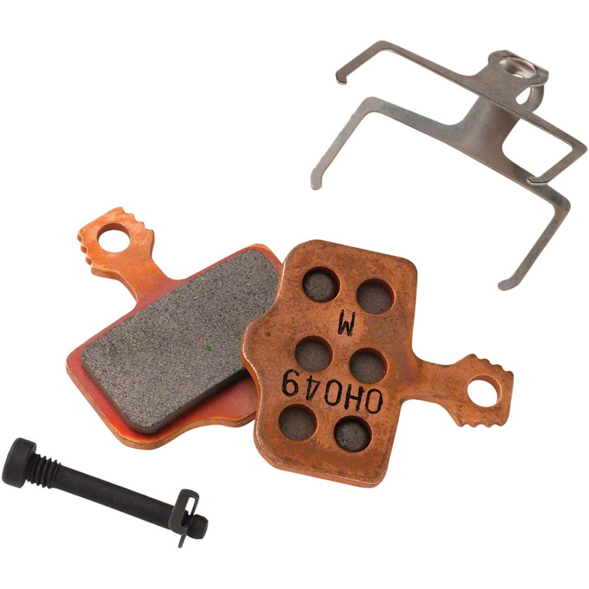 SRAM Level and Elixir disc brake pads for level and 2-piece road bikes, shown in a close-up image with black and metal components.