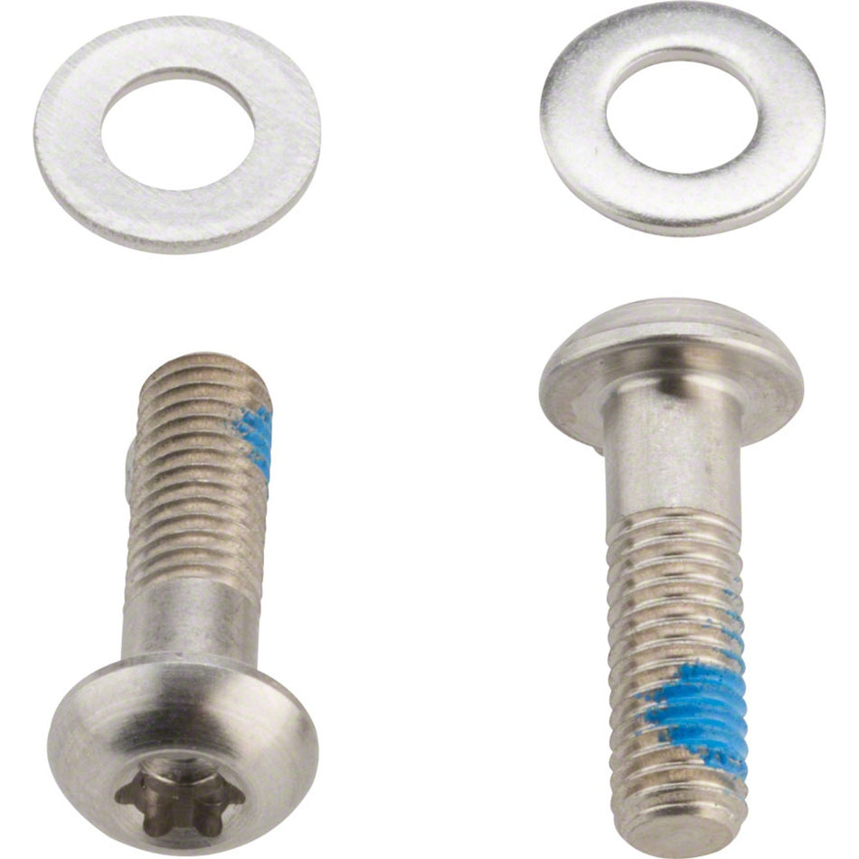 SRAM flat mount disc brake bolts for bike brake calipers and components, shown in black with threading details.