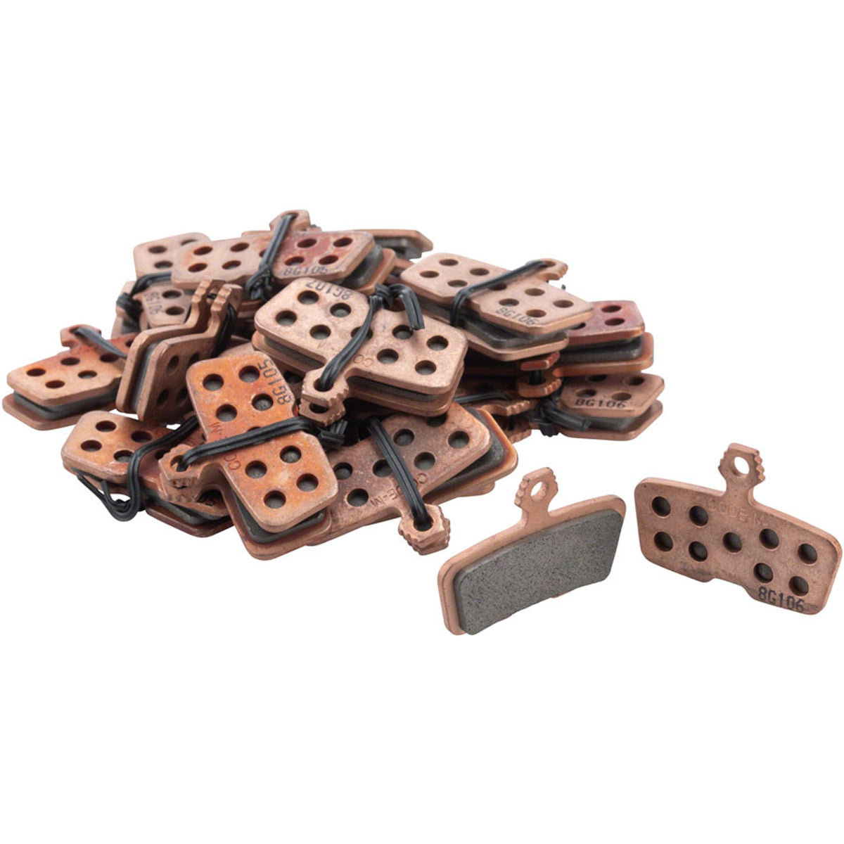 SRAM Code Disc Brake Pads for Code, Code R, Code RSC, and Guide RE mountain bike brakes, shown in a close-up image.