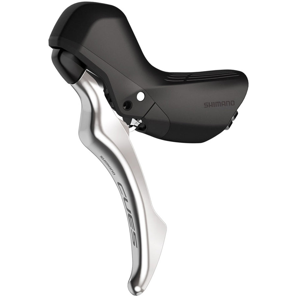Shimano CUES BL-U6030 left brake lever for bicycle brake system, shown in close-up with focus on grip and mounting area.