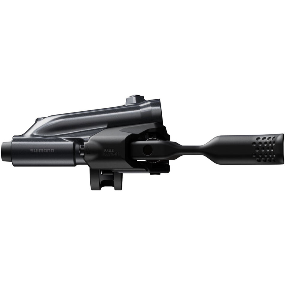 Shimano Deore XT BR-M8220 disc brake with BL-M8200 lever, showing the brake caliper and lever assembly for mountain bikes.