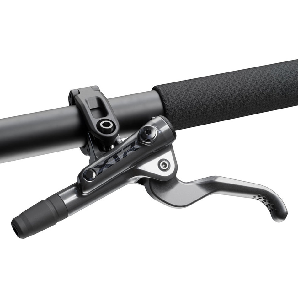 Shimano XTR BL-M9200 XC brake lever for mountain biking, showing ergonomic design and grip details on the lever.