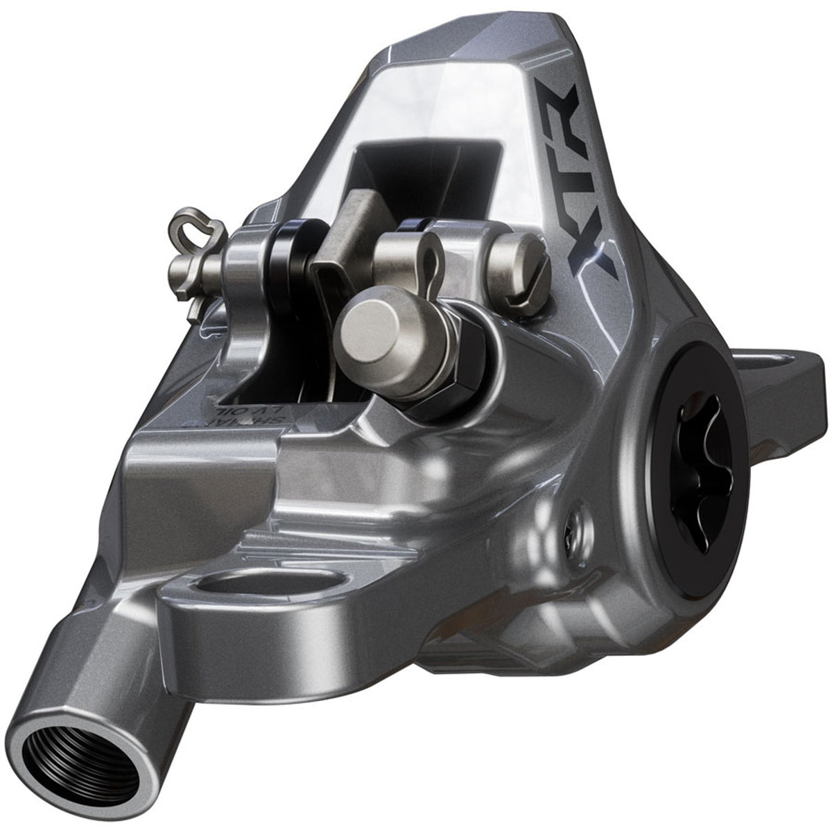 Shimano XTR M9200 disc brake with BL-M9220 lever, showing the sleek black design and hydraulic disc brake components.