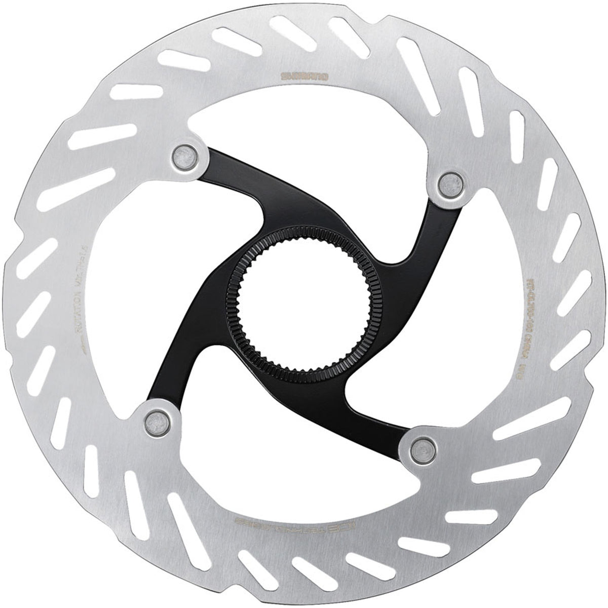 Shimano RT-CL700 disc brake rotor showing vented metal disc with mounting holes for mountain bike braking system