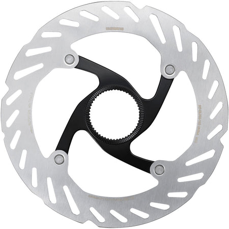 Shimano RT-CL700 disc brake rotor showing vented metal disc with mounting holes for mountain bike braking system