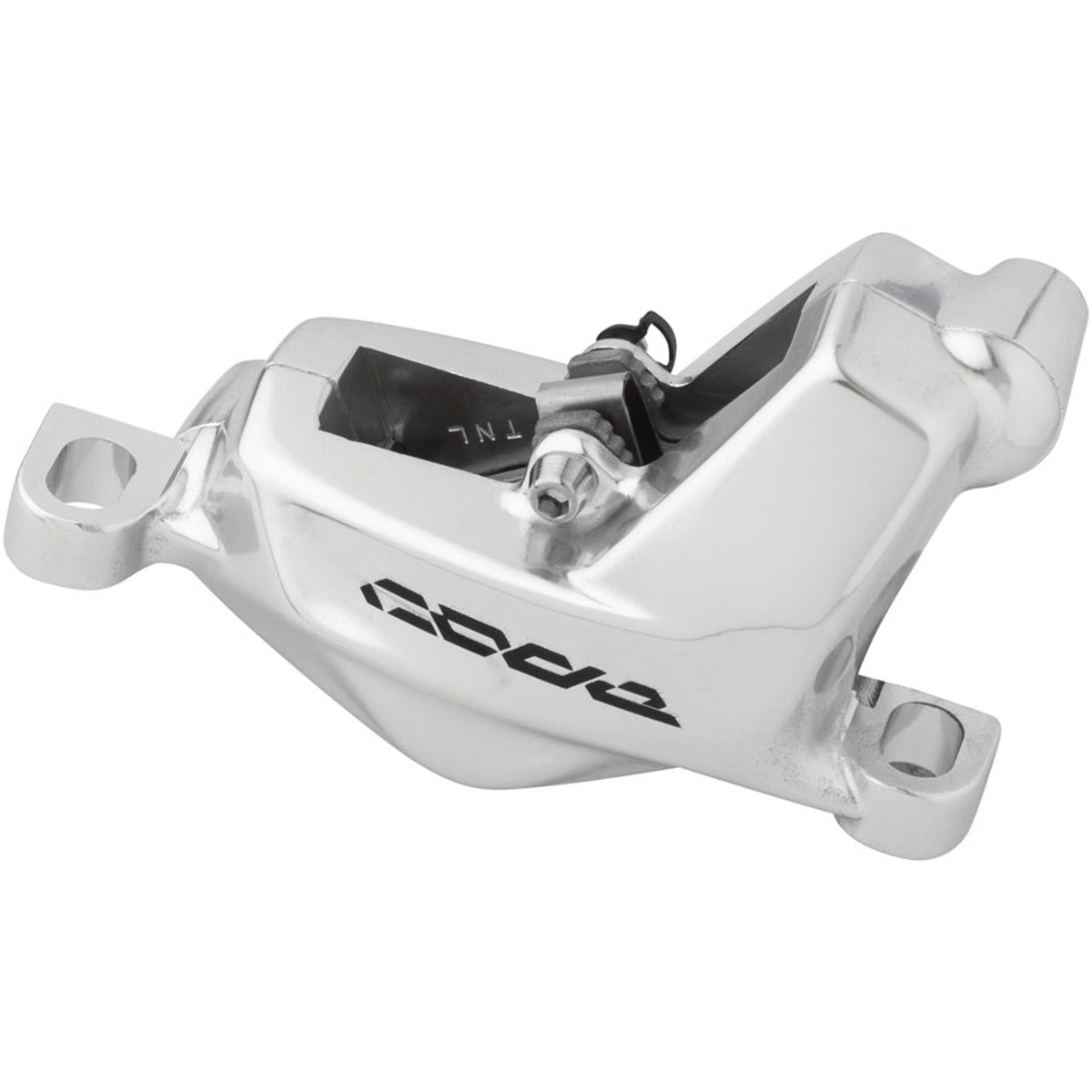 SRAM Code Stealth Series 4-piston disc brake calipers for front or rear post mount bike braking systems.