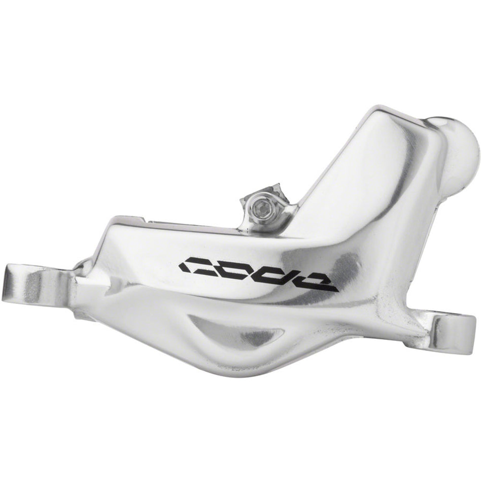 SRAM Code Stealth Series 4-piston front and rear disc brake calipers with post mount design, shown in image.