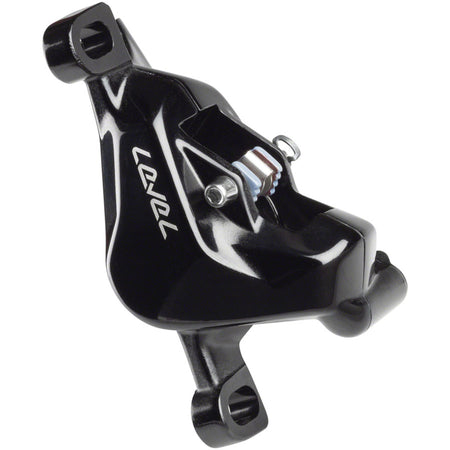 SRAM Level Stealth Series disc brake calipers, front and rear post mount, shown in black with mounting hardware.