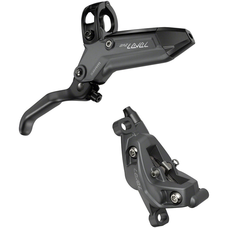 SRAM Level Bronze Stealth 4-piston disc brake with aluminum lever and SS hardware, dark polar finish, post mount.